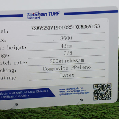 200 Stitches/m Stitch Rate ল্যান্ডস্কেপ কৃত্রিম ঘাস পিভিসি ব্যাগে কাস্টম রোল দৈর্ঘ্য নিখুঁত ল্যান্ডস্কেপ জন্য